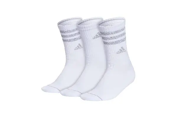 adidas Women's Crew Socks with Arch Compression 3-Pack, Comfortable, Sweat-Wicking, Stylish 3-Stripe image