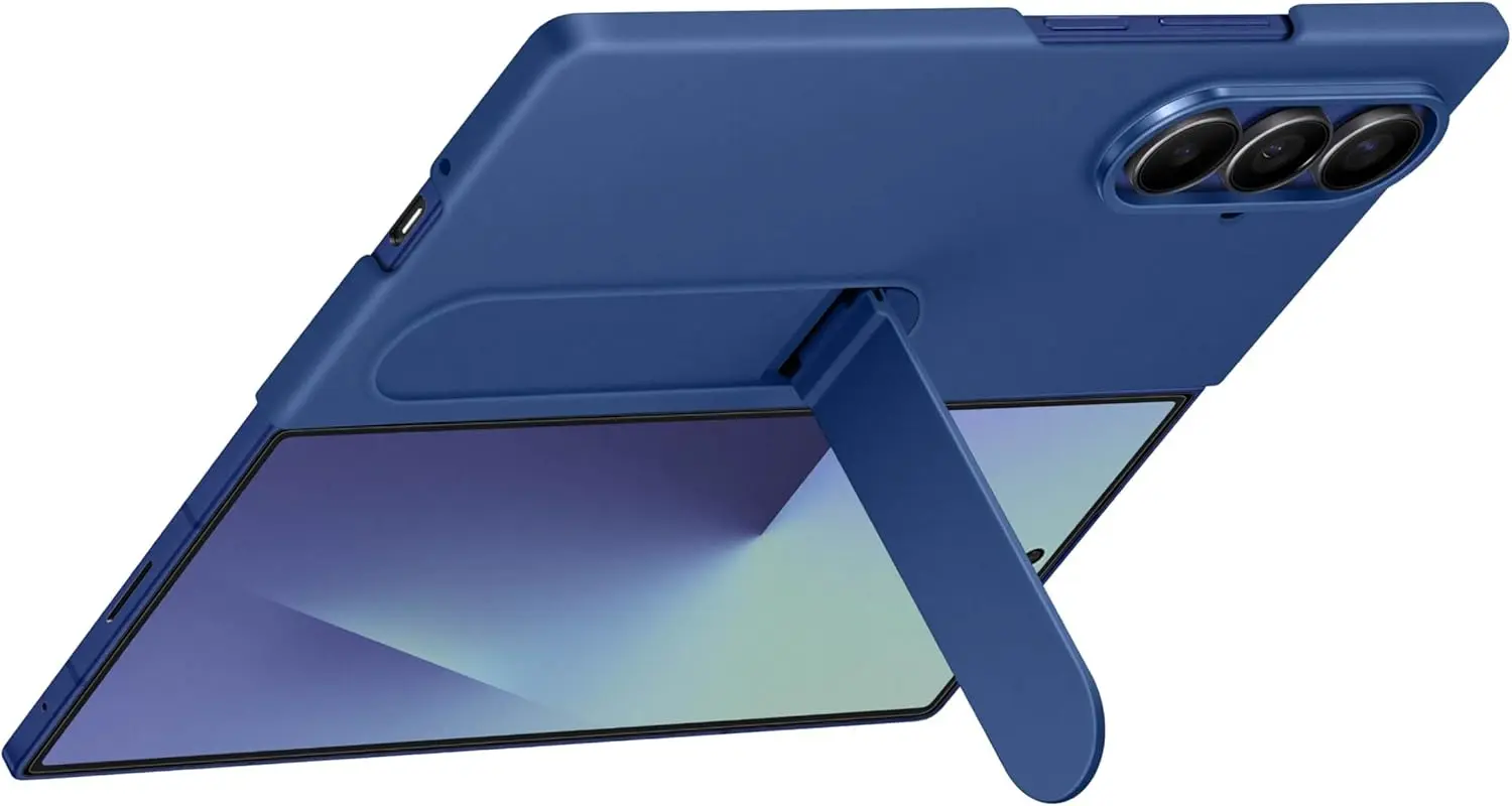 Samsung Galaxy Z Fold7 Silicone Phone Case, Protective Cover with Stand, Secure Grip, Soft, Comfortable Design, US Version, Navy image 5