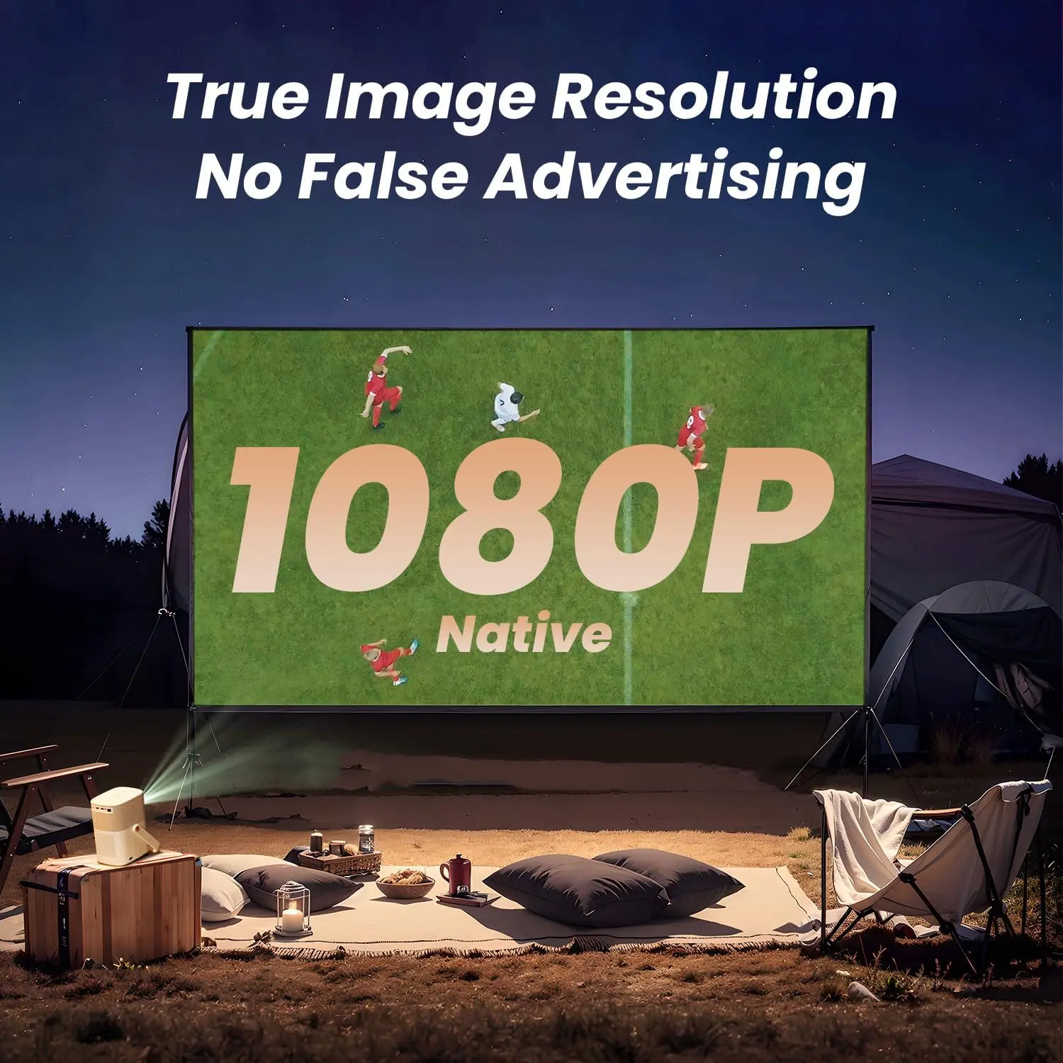 [Sound by JBL & Built-in Battery] Yaber T2 Outdoor Projector with WiFi 6 and Bluetooth, Native 1080P Smart Movie Portable Projector for Inside and Outside, Compatible with TV Dongle (Not included) image 3
