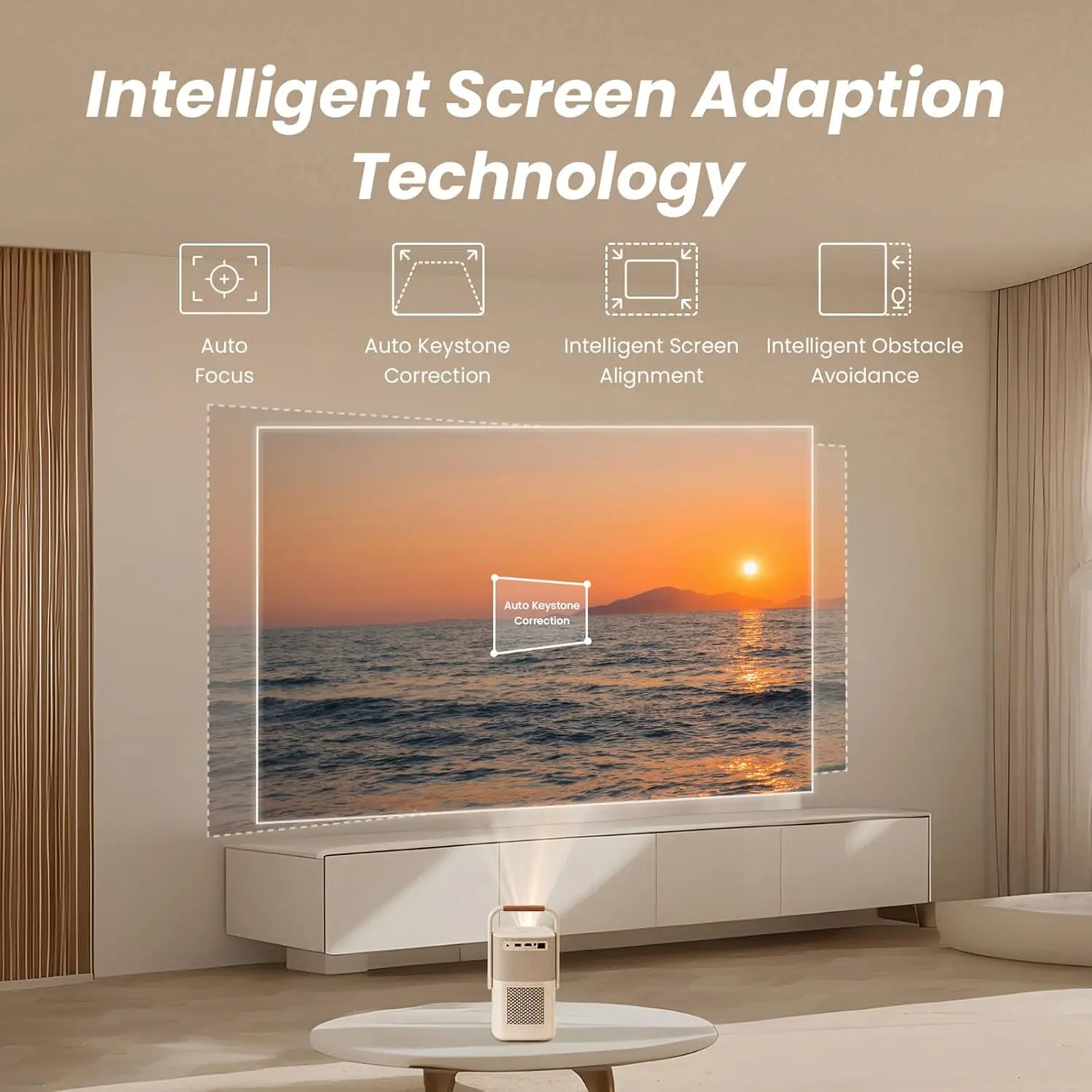[Sound by JBL & Built-in Battery] Yaber T2 Outdoor Projector with WiFi 6 and Bluetooth, Native 1080P Smart Movie Portable Projector for Inside and Outside, Compatible with TV Dongle (Not included) image 5