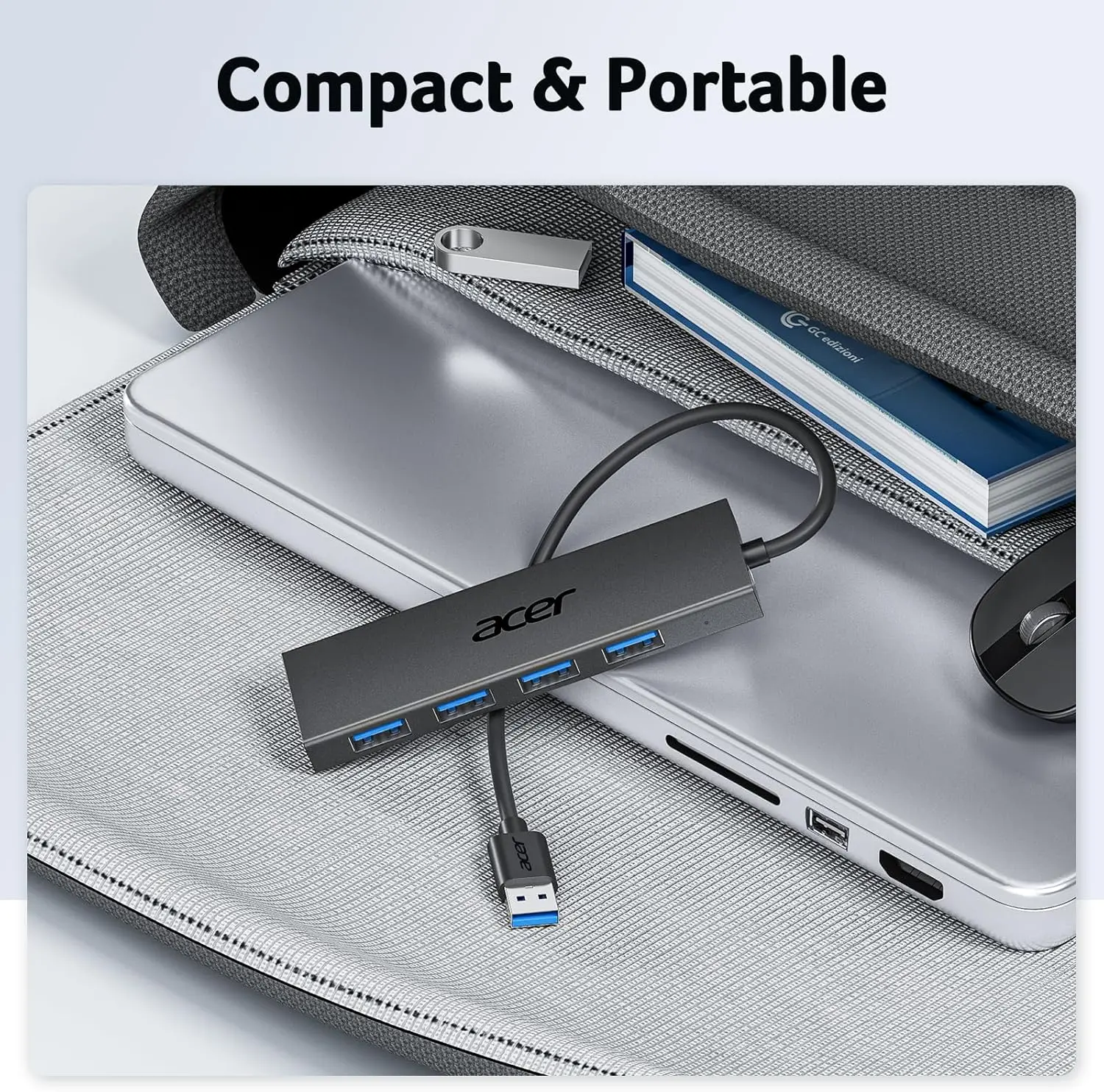 Acer USB Hub 4 Ports, Multiple USB 3.0 Hub, USBA Splitter for Laptop with Type C Power Port, Extender for A Port Laptop, PC, Desktop and More (2ft) image 8