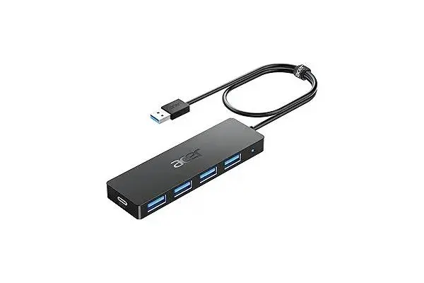 Acer USB Hub 4 Ports, Multiple USB 3.0 Hub, USBA Splitter for Laptop with Type C Power Port, Extender for A Port Laptop, PC, Desktop and More (2ft) image