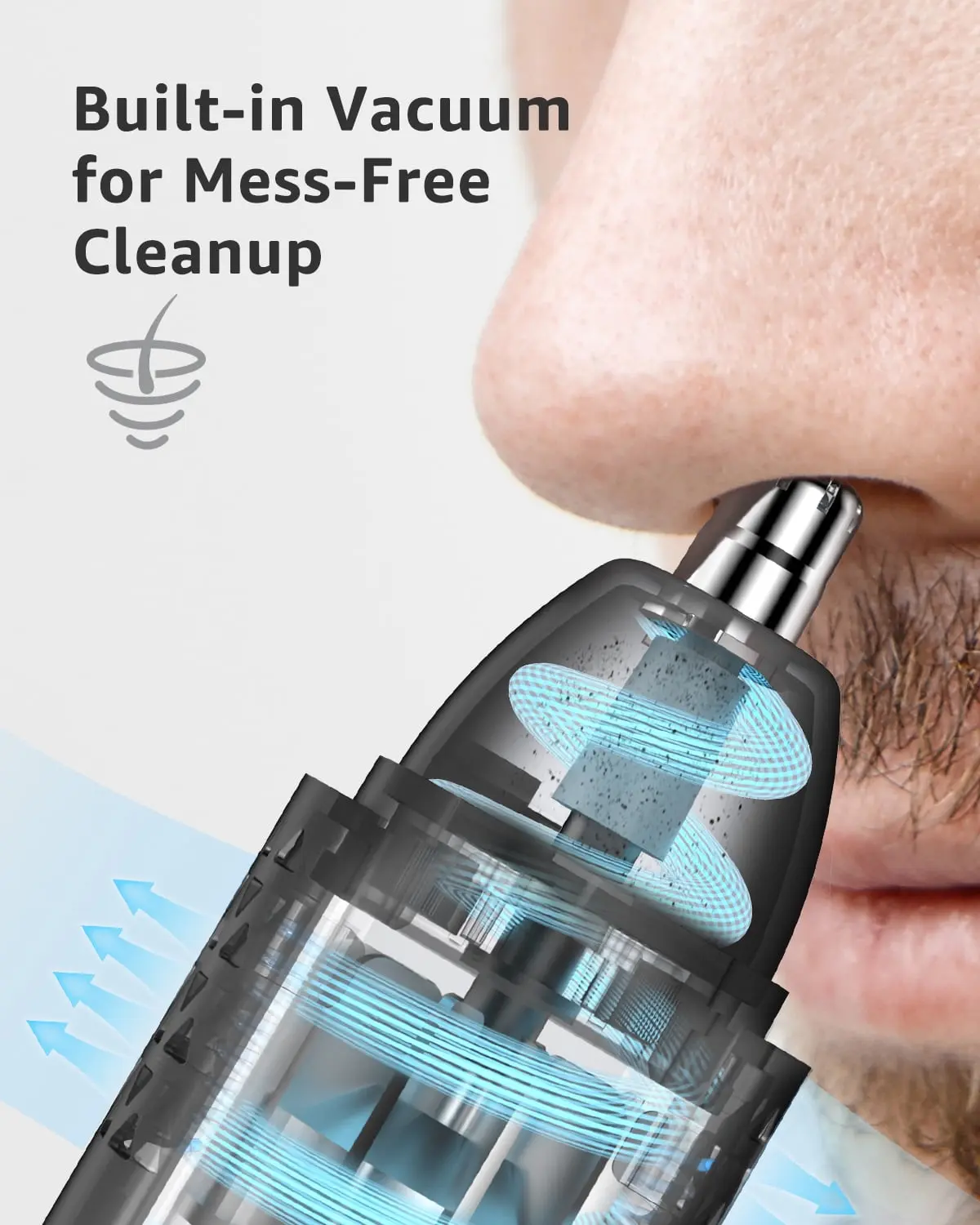 Nose & Ear Hair Trimmer for Men, 10,000 RPM Electric Trimmer with Vacuum Suction, IPX7 Waterproof, USB-C Fast Charging, Magnetic Blade, Painless & Easy Cleaning image 8