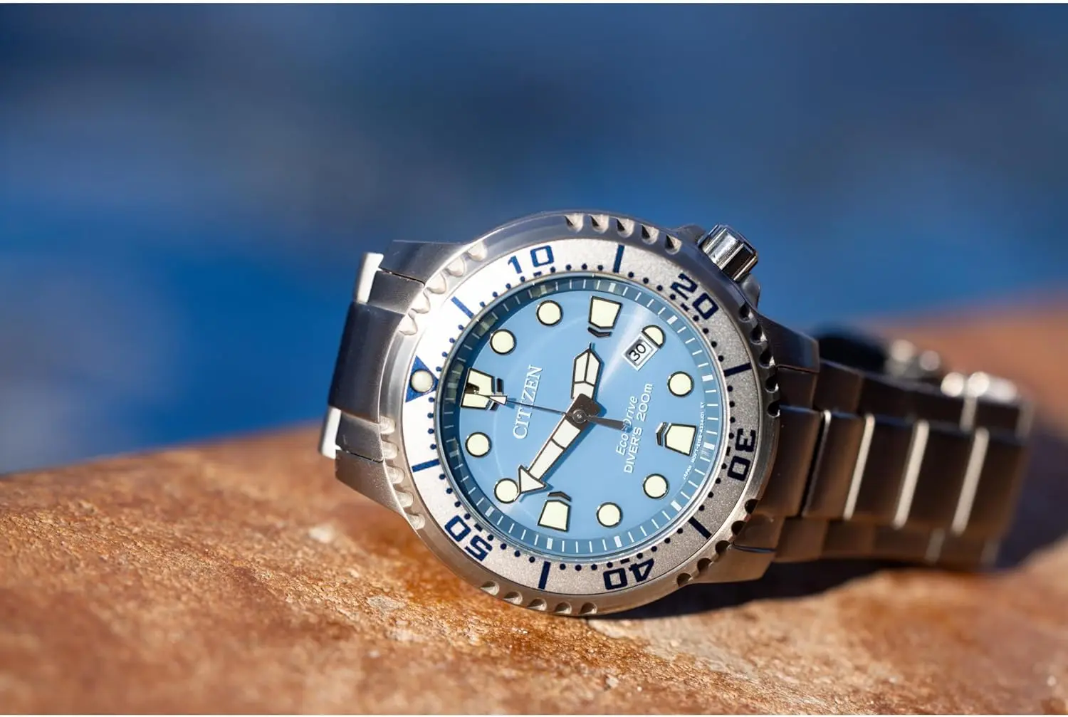 Citizen Men's Eco-Drive Promaster Dive Watch, Light Blue Dial, Silver-Tone Stainless Steel Bracelet (Model: BN0165-55L) image 6