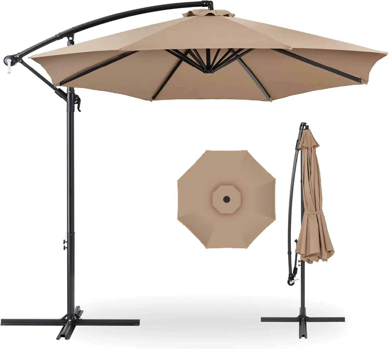Best Choice Products 10ft Offset Hanging Market Patio Umbrella w/Easy Tilt Adjustment, Polyester Shade, 8 Ribs for Backyard, Poolside, Lawn and Garden image 1