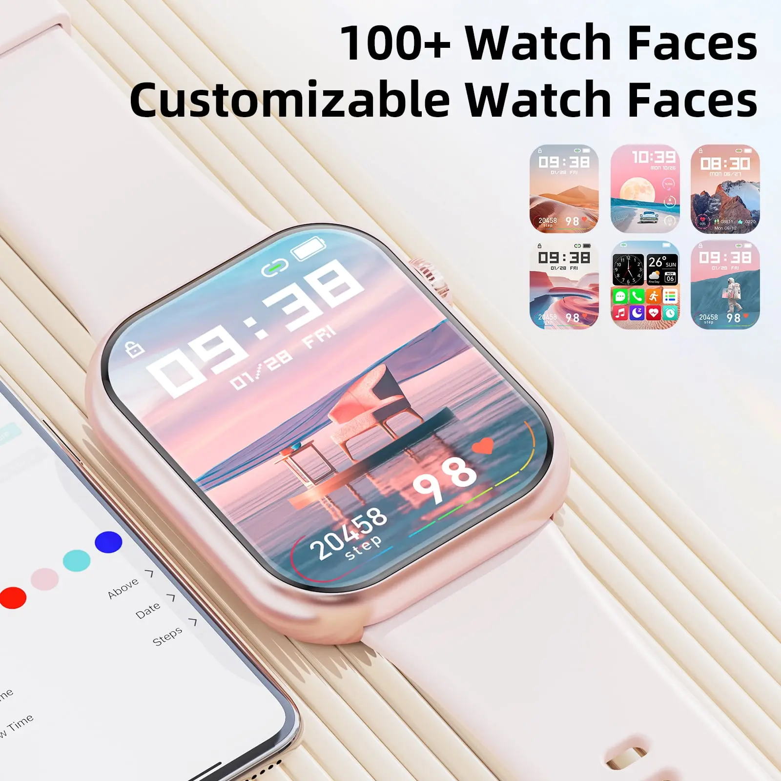 Mingdaln 2025 New 1.85-inch Men Women's Smartwatch with Answer/Make Calls/120+Sports Modes/10 Days Standby, IP68 Waterproof Fitness Tracker Fits for Android Iphone Devices, perfect gift（Pink） image 4