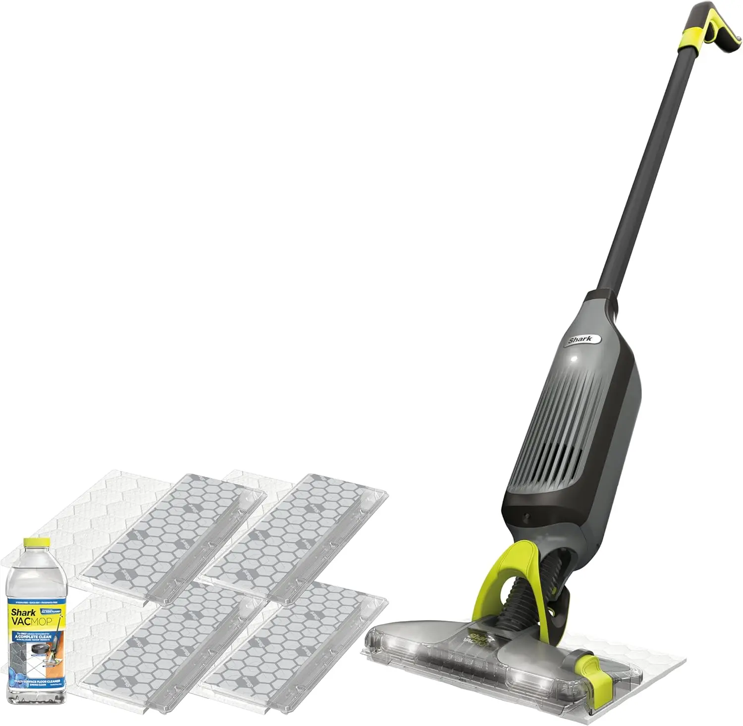 Shark VACMOP Pro Cordless Hard Floor Cleaner, Vacuum and Spray Mop, Powerful Suction, Lightweight, LED Headlights, Includes 4 Disposable Pads, 12oz Multi-surface Cleaning Solution, Gray, VM252 image 1