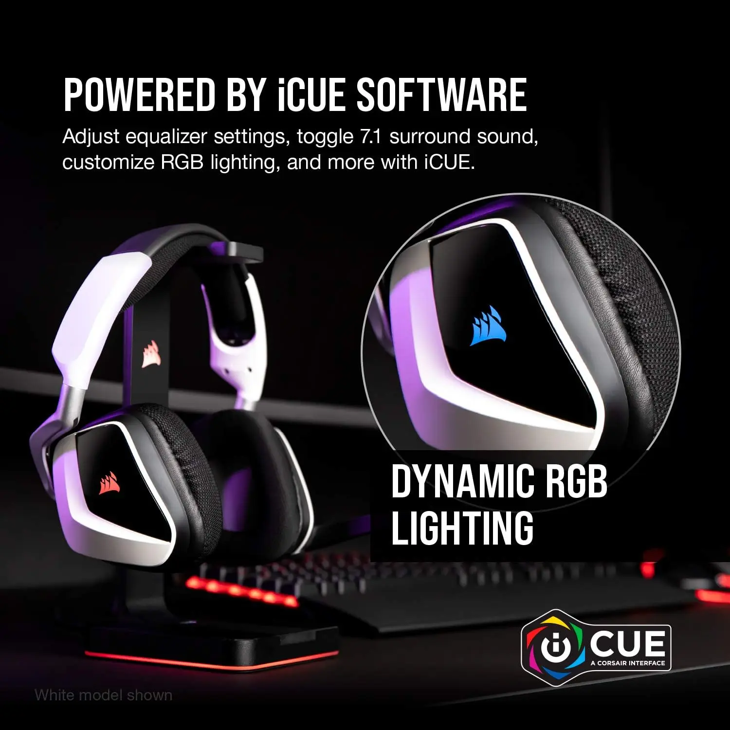 CORSAIR VOID RGB ELITE Wireless Gaming Headset – 7.1 Surround Sound – Omni-Directional Microphone – Microfiber Mesh Earpads – Up to 40ft Range – iCUE Compatible – PC, Mac, PS5, PS4 – Carbon image 7