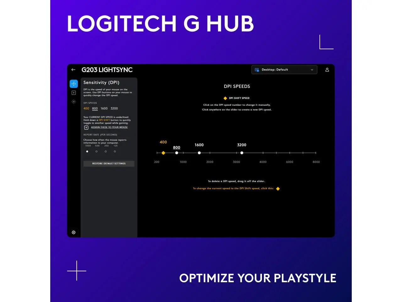 Logitech G203 Wired Gaming Mouse, 8,000 DPI, Rainbow Optical Effect LIGHTSYNC RGB, 6 Programmable Buttons, On-Board Memory, Screen Mapping, PC/Mac Computer and Laptop Compatible - Black image 5