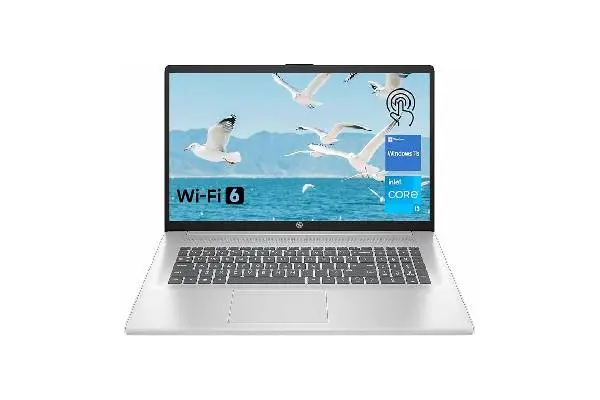 HP Premium 17.3" Touchscreen Laptop, 8-Cores Intel Core i3-N305, 16GB RAM, 128GB eMMC + 1TB SSD, Webcam, HDMI, Wi-Fi 6, Windows 11 S, Silver image