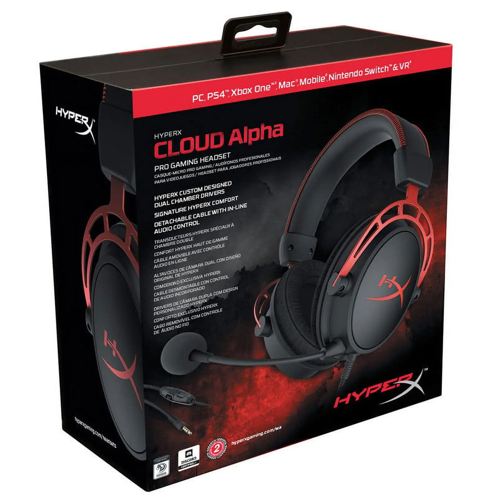 HyperX Cloud Alpha Wired Over-Ear Gaming Headset, Red image 6
