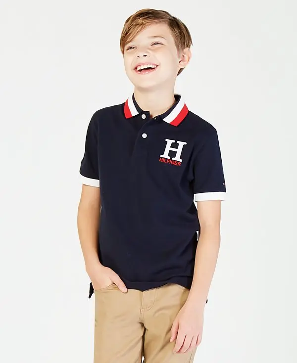 Big Boys Striped Collar Embroidered Matt Polo image 1