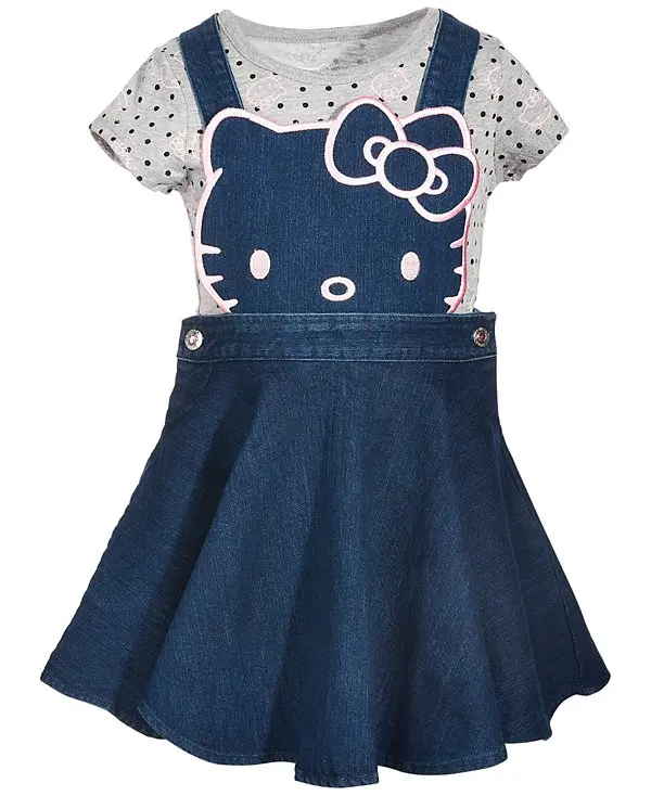 Little Girls 2-Pc. Denim Skirtall & T-Shirt Set image 1