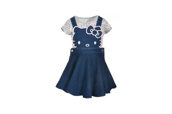 Little Girls 2-Pc. Denim Skirtall & T-Shirt Set image