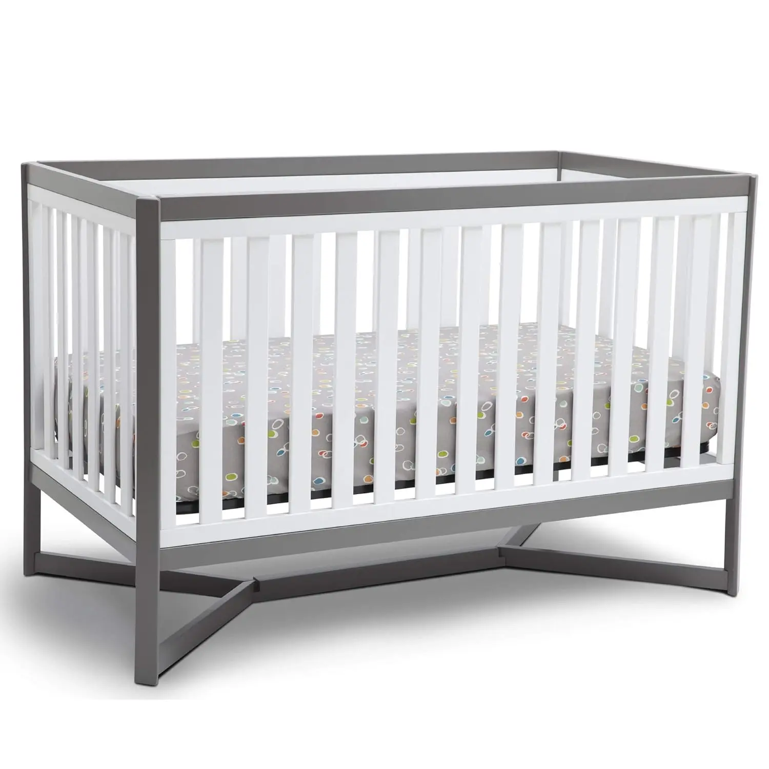 Delta Children Tribeca 4-in-1 Convertible Crib, White/Grey image 1
