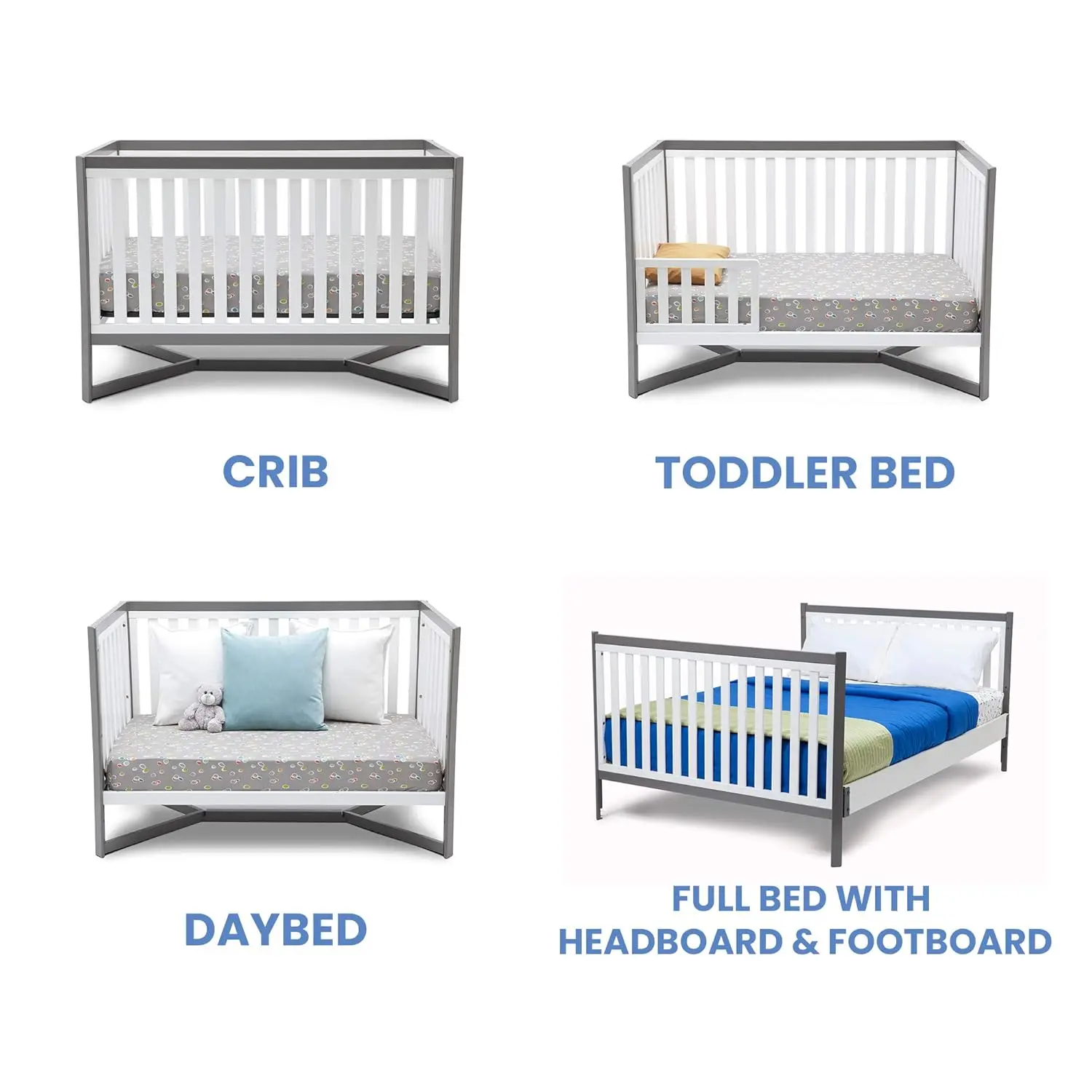 Delta Children Tribeca 4-in-1 Convertible Crib, White/Grey image 4