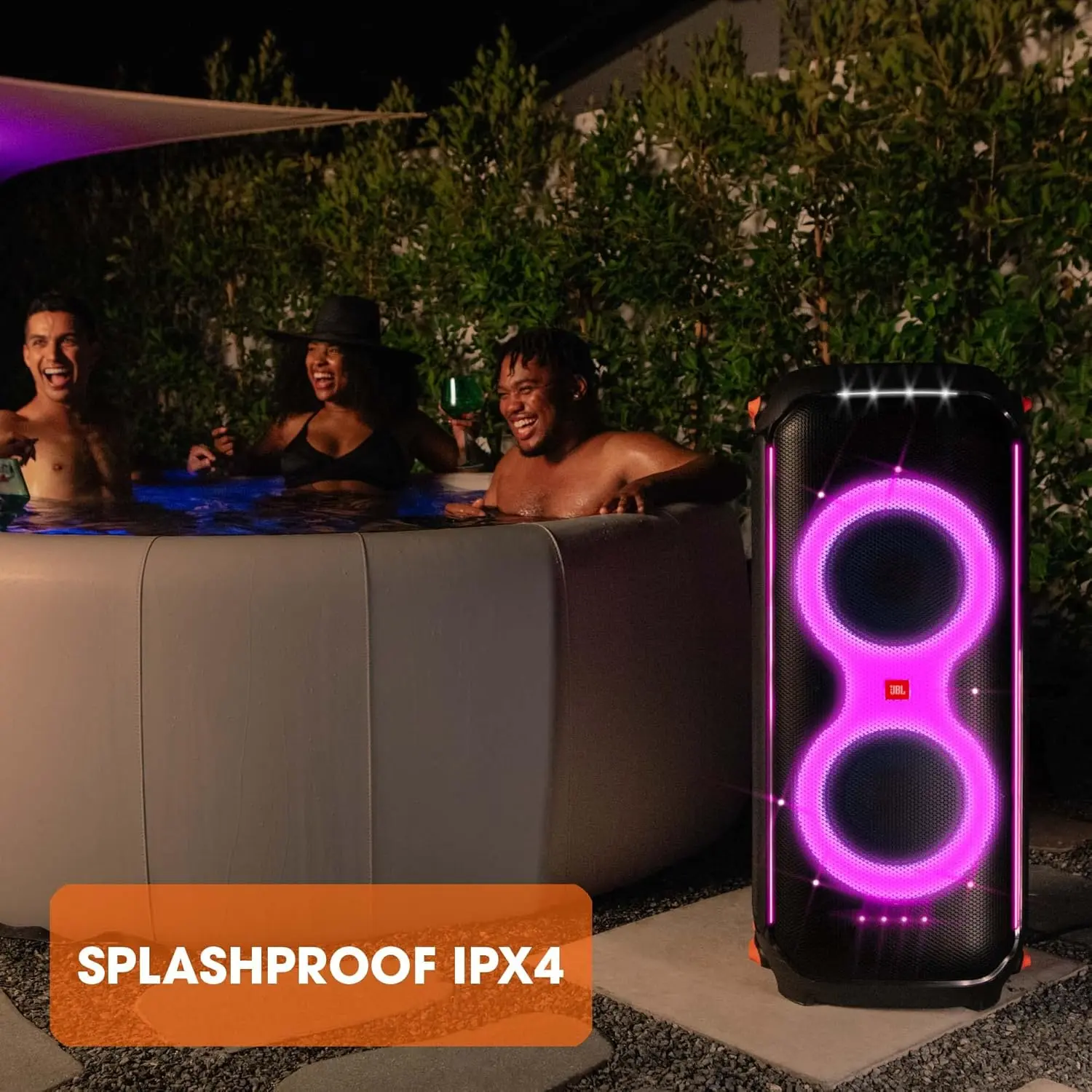 JBL PartyBox 710 -Party Speaker with Powerful Sound, Built-in Lights and Extra Deep Bass, IPX4 Splash Proof, App/Bluetooth Connectivity, Made for Everywhere a Handle Wheels (Black) image 5