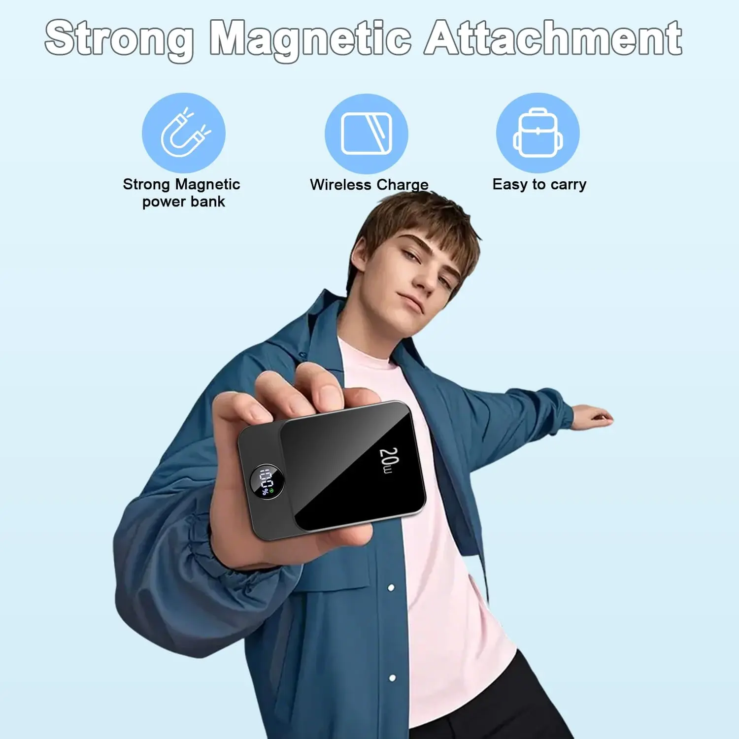 Magnetic Portable Charger,Power Bank 10000mAh with PD 20w Fast Charging, USB C in&Out Battery Pack, Compatible with Mag-Safe for iPhone 12/13/14/15/16 Pro/Pro Max Series, Samsung, Android, and More image 4