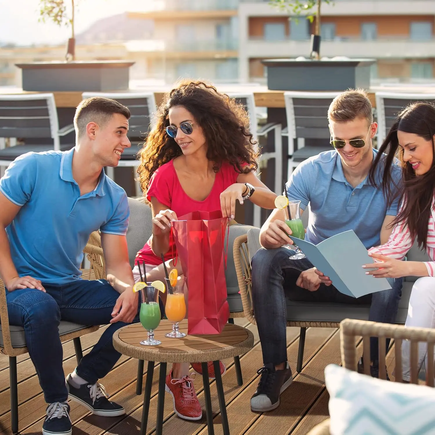 YITAHOME 4 Pieces Patio Furniture Set, Outdoor Wicker Patio Conversation Set, All-Weather Rattan Bistro Set with Loveseat Chairs Table Soft Cushions for Garden, Porch, Backyard - Grey image 6