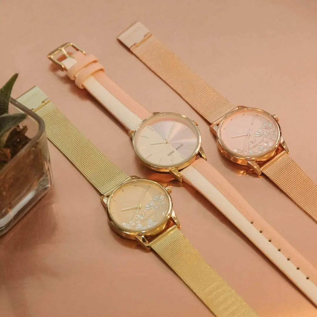 Nine West Women's Rose Gold-Tone Mesh Bracelet Watch, NW/2428FLRG image 2