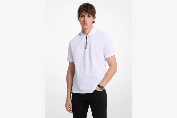 Cotton Zip-Up Polo Shirt image