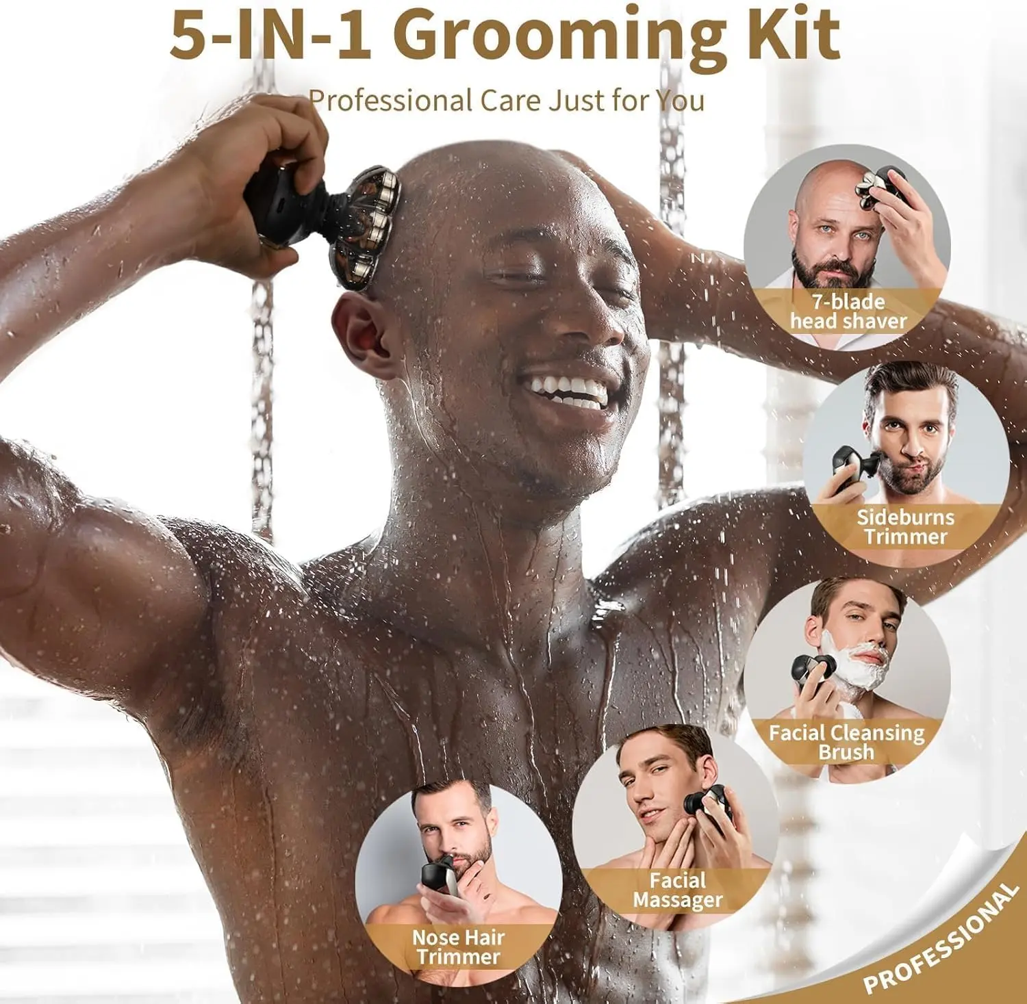 Head Shavers for Bald Men: 5-in-1 Electric Razor - IPX7 Waterproof Shaving Grooming Kit for Balder - Turbo Speed & Precision Blades image 4