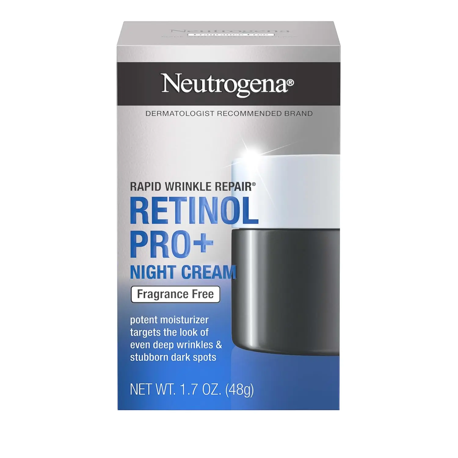 Neutrogena Retinol Pro+ Anti-Wrinkle Night Moisturizer, Rapid Wrinkle Repair, Anti-Aging Face & Neck Cream, Formulated without fragrance, parabens, dyes, & phthalates, Retinol, 1.7 oz image 8
