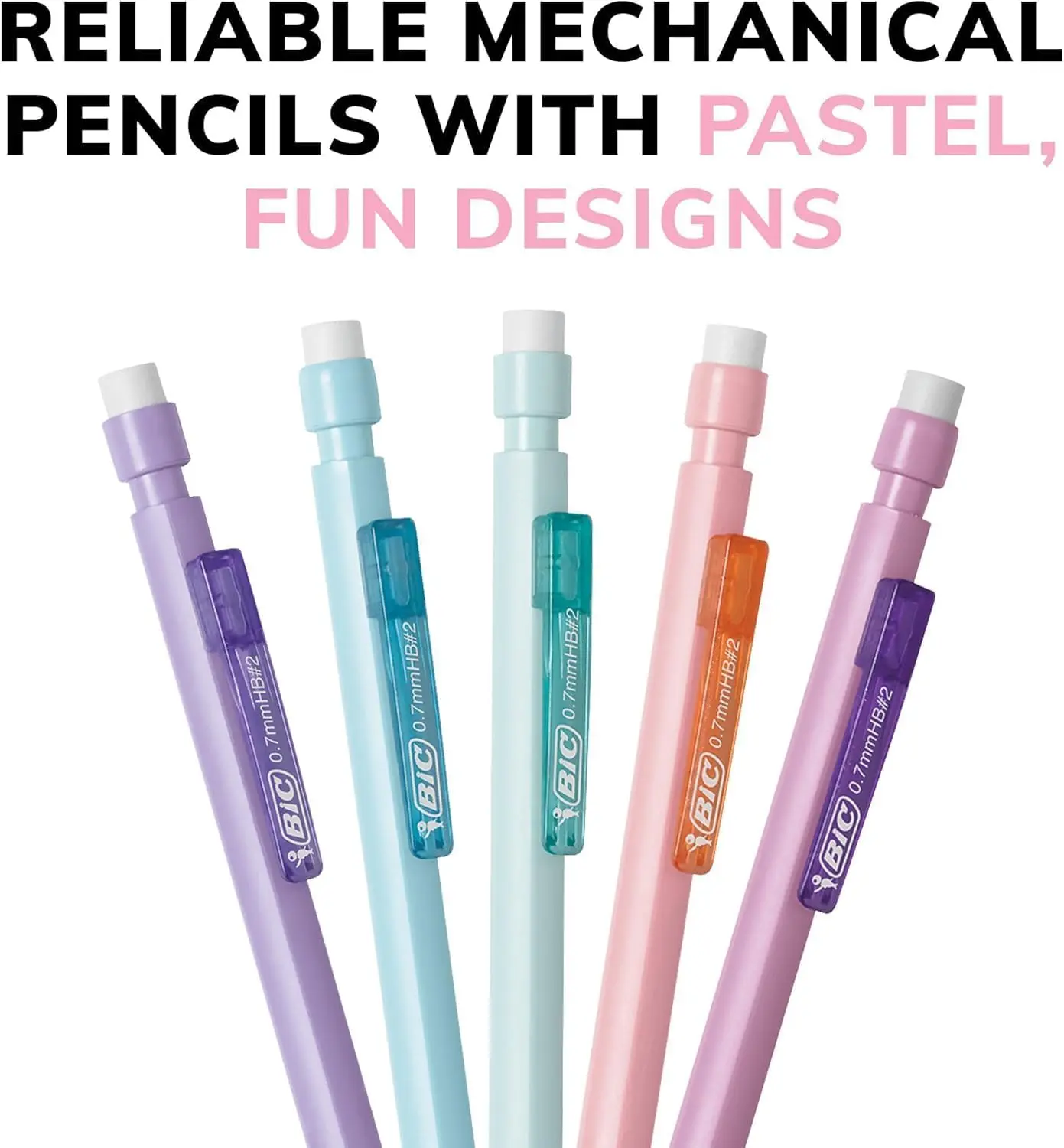 BIC Xtra-Smooth Pastel Mechanical Pencils with Erasers, Medium Point (0.7mm), 40-Count Pack, Bulk Mechanical Pencils for School or Office Supplies image 4
