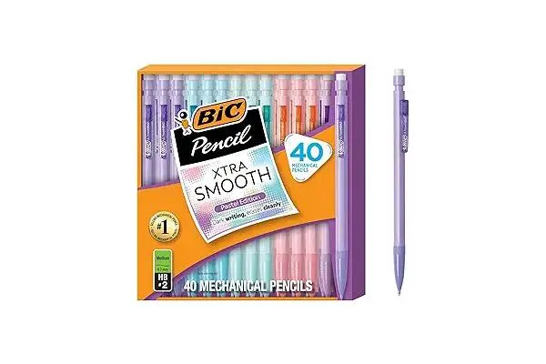 BIC Xtra-Smooth Pastel Mechanical Pencils with Erasers, Medium Point (0.7mm), 40-Count Pack, Bulk Mechanical Pencils for School or Office Supplies image