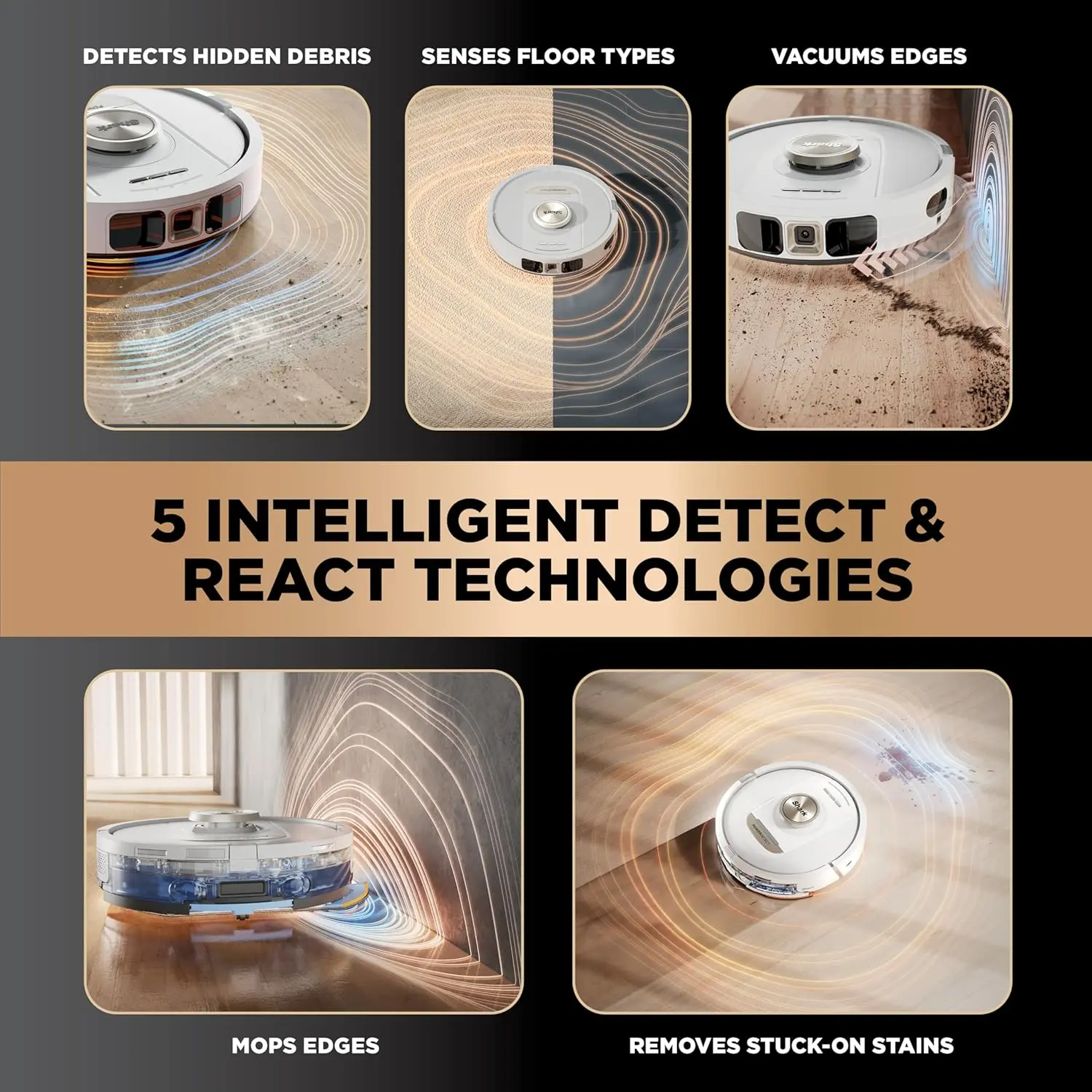 Shark Robot Vacuum & Mop Combo, PowerDetect NeverTouch Pro,Self-Emptying,Self-Refill with Self-Clean Pad Wash & Dry, 60-Day Debris Capacity,30-Day Refill Tank, 5PowerDetect Technologies,White,AV2800ZE image 4