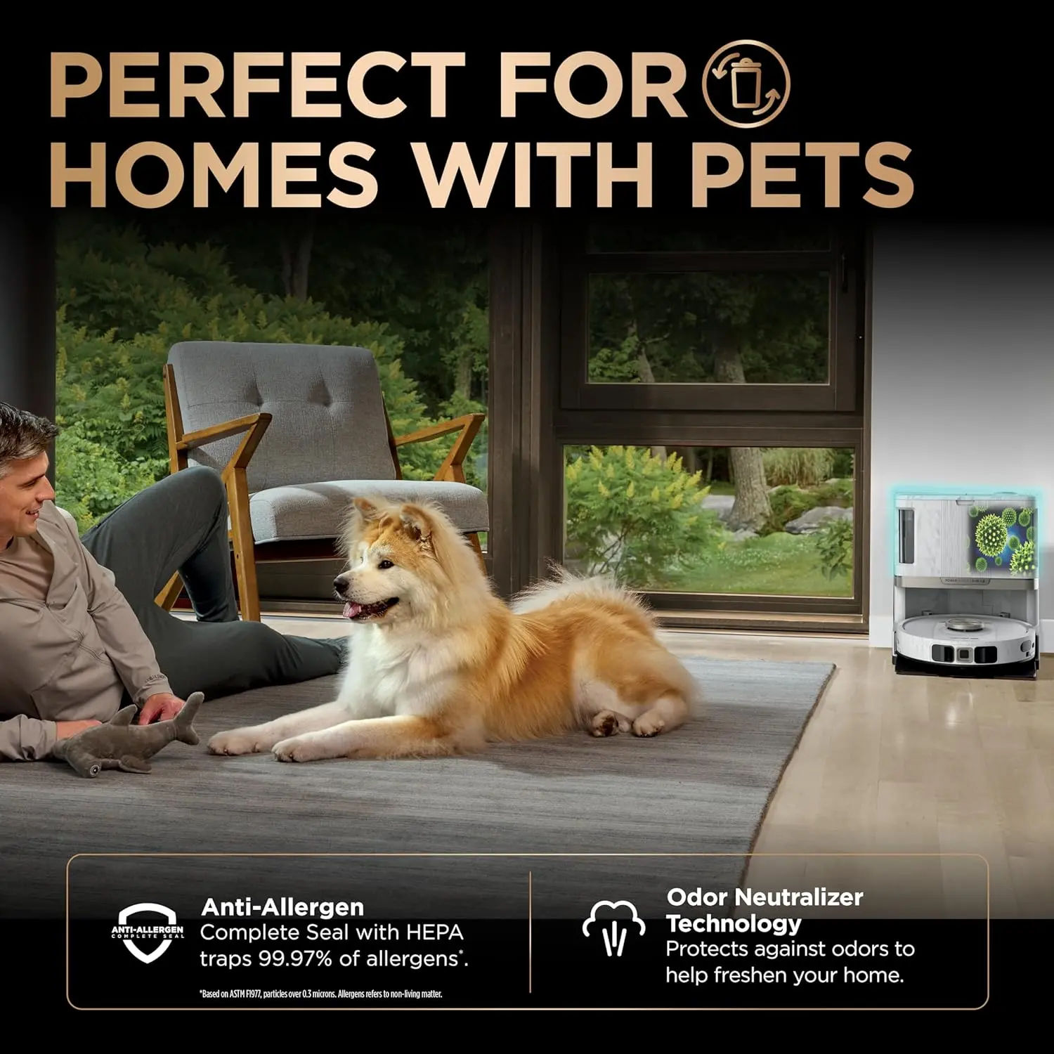 Shark Robot Vacuum & Mop Combo, PowerDetect NeverTouch Pro,Self-Emptying,Self-Refill with Self-Clean Pad Wash & Dry, 60-Day Debris Capacity,30-Day Refill Tank, 5PowerDetect Technologies,White,AV2800ZE image 7