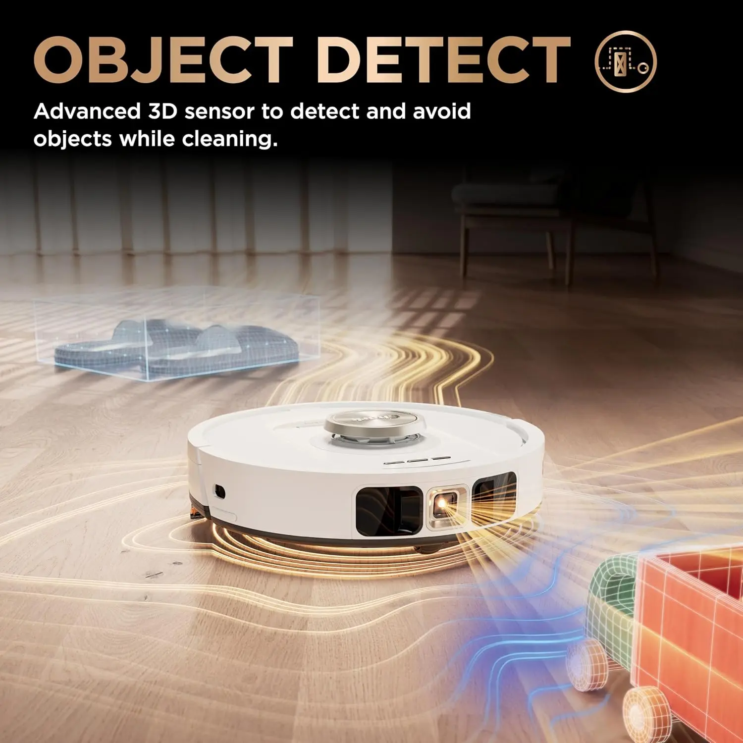 Shark Robot Vacuum & Mop Combo, PowerDetect NeverTouch Pro,Self-Emptying,Self-Refill with Self-Clean Pad Wash & Dry, 60-Day Debris Capacity,30-Day Refill Tank, 5PowerDetect Technologies,White,AV2800ZE image 11
