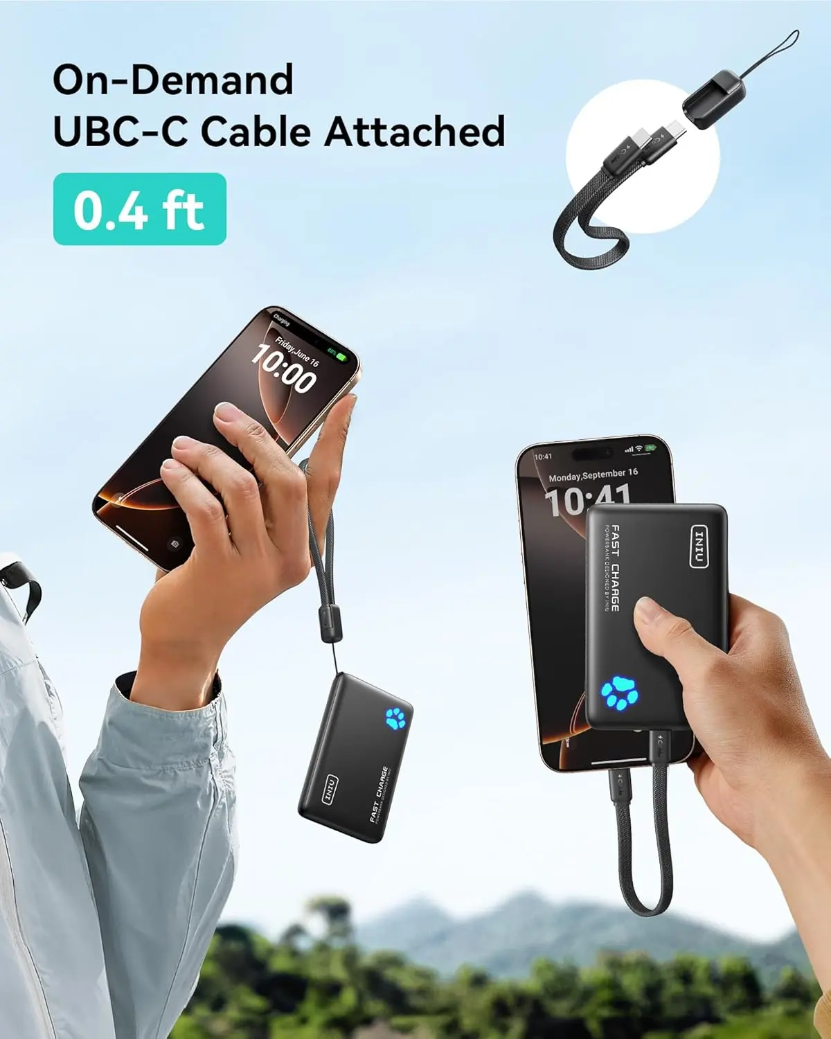 INIU Portable Charger, Lightest 10000mAh 45W PD Power Bank, USB C in&Out Fast Charging Battery Pack, External Phone Powerbank Compatible with iPhone 16 15 14 13 Samsung S22 S21 Google iPad etc image 4