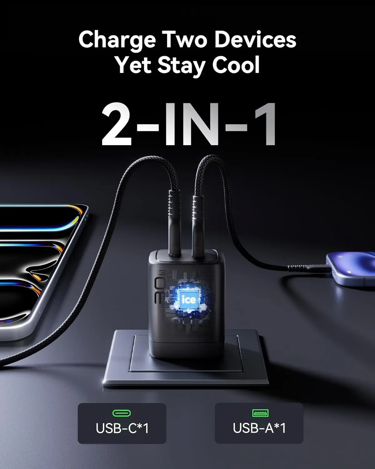 INIU USB C Charger Block, 2-Pack 30W PD Fast Charging, [USB-C + USB-A] iPhone 16 Charger with Foldable Plug, GaN Tech Type C Power Adapter for iPhone 16, 15 Pro Max, Samsung S25, S24, iPad Pro etc image 3