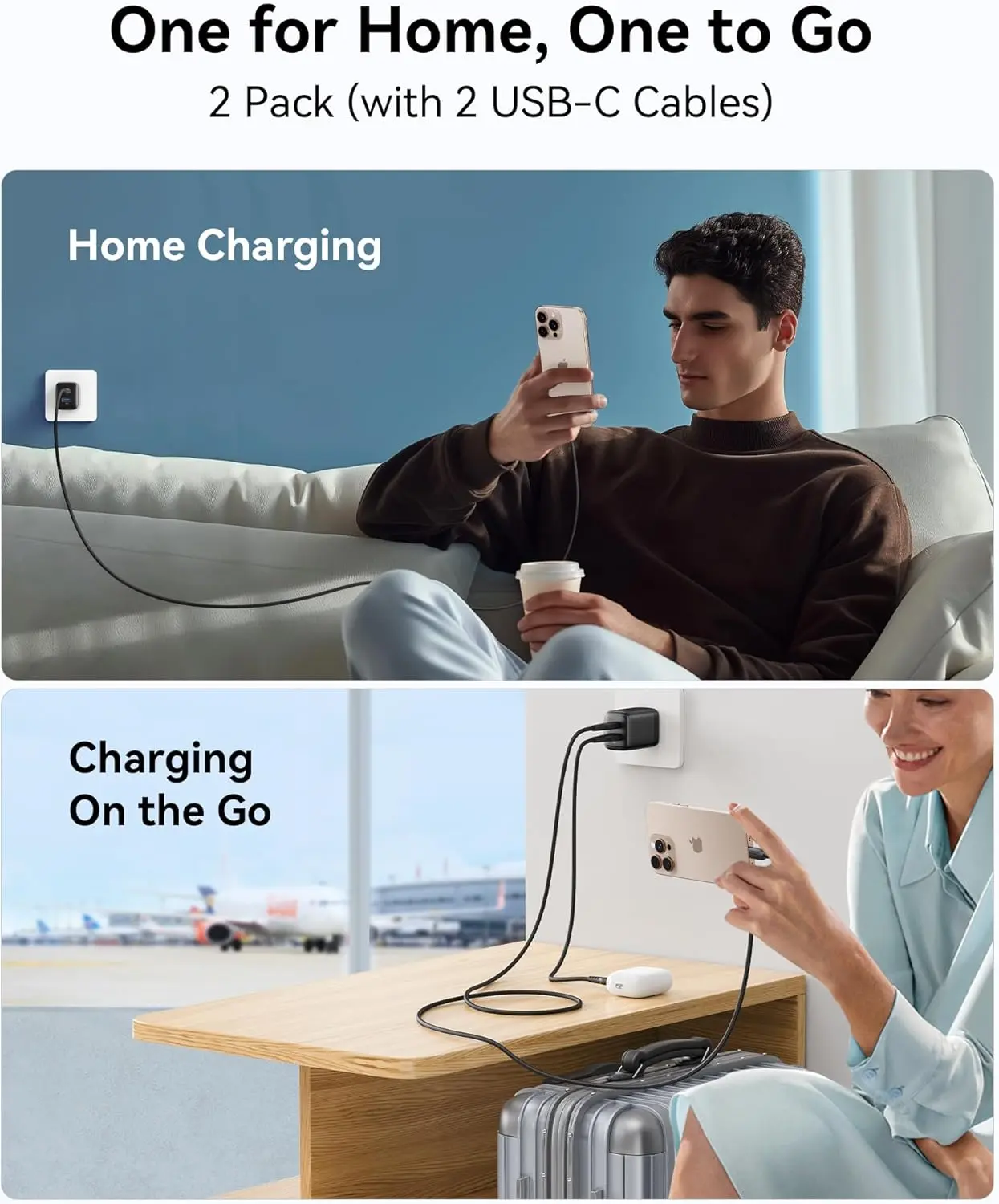 INIU USB C Charger Block, 2-Pack 30W PD Fast Charging, [USB-C + USB-A] iPhone 16 Charger with Foldable Plug, GaN Tech Type C Power Adapter for iPhone 16, 15 Pro Max, Samsung S25, S24, iPad Pro etc image 7