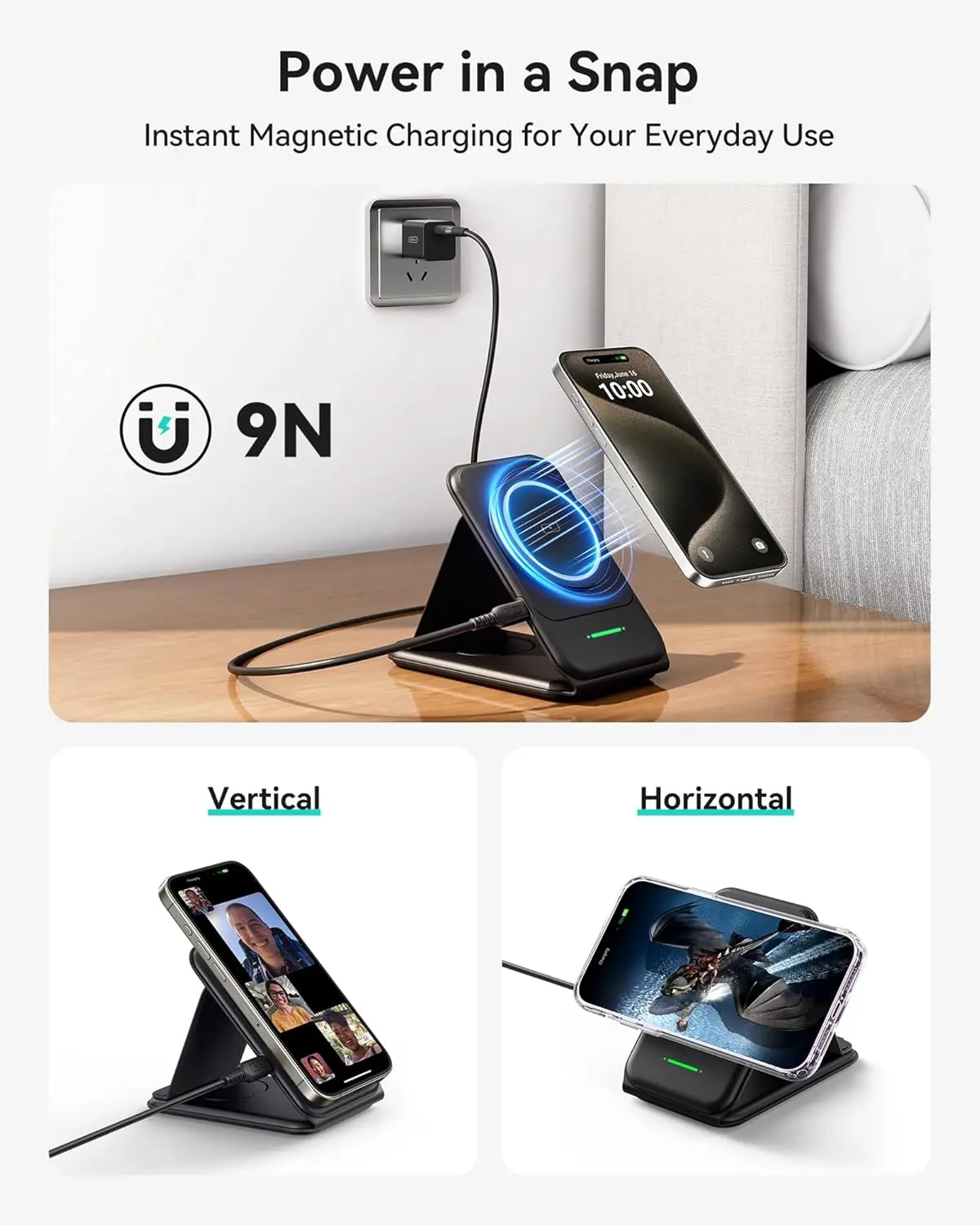 INIU 3 in 1 Charging Station Multiple Devices for Apple, 15W Magnetic Foldable Travel Wireless Charger for iPhone 16 pro max 15 14 13 12 Series, iWatch 10 9 8 SE/Ultra Series, AirPods 4 3 2 pro image 4