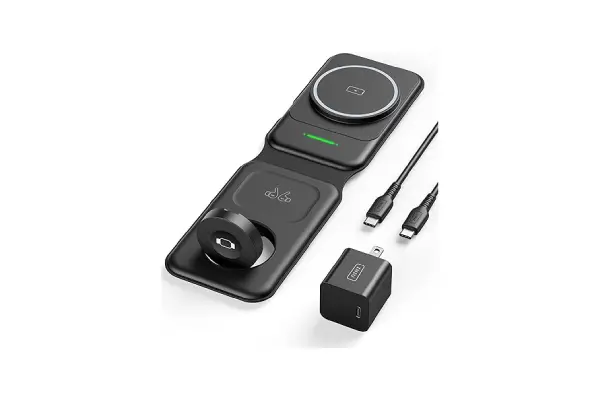 INIU 3 in 1 Charging Station Multiple Devices for Apple, 15W Magnetic Foldable Travel Wireless Charger for iPhone 16 pro max 15 14 13 12 Series, iWatch 10 9 8 SE/Ultra Series, AirPods 4 3 2 pro image