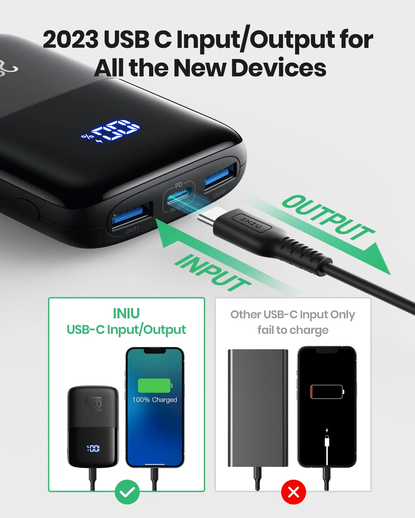 INIU Portable Charger, Smallest 22.5W 10000mAh Fast Charging Power Bank for iPhone & Samsung, Black image 5
