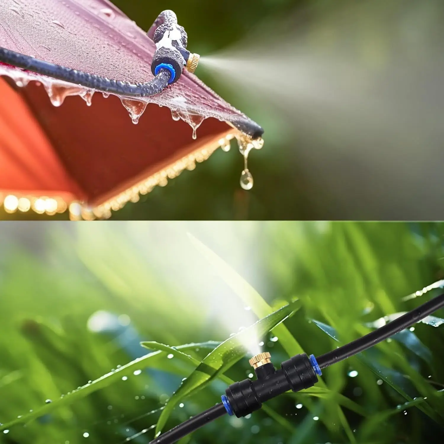 GOXAWEE Misting System, 75FT (23M) Misting Line + 28 Brass Mist Nozzles + Brass Adapter(3/4"), Misters for Outside Patio Cooling Outdoor Garden Greenhouse Trampoline for Waterpark image 4
