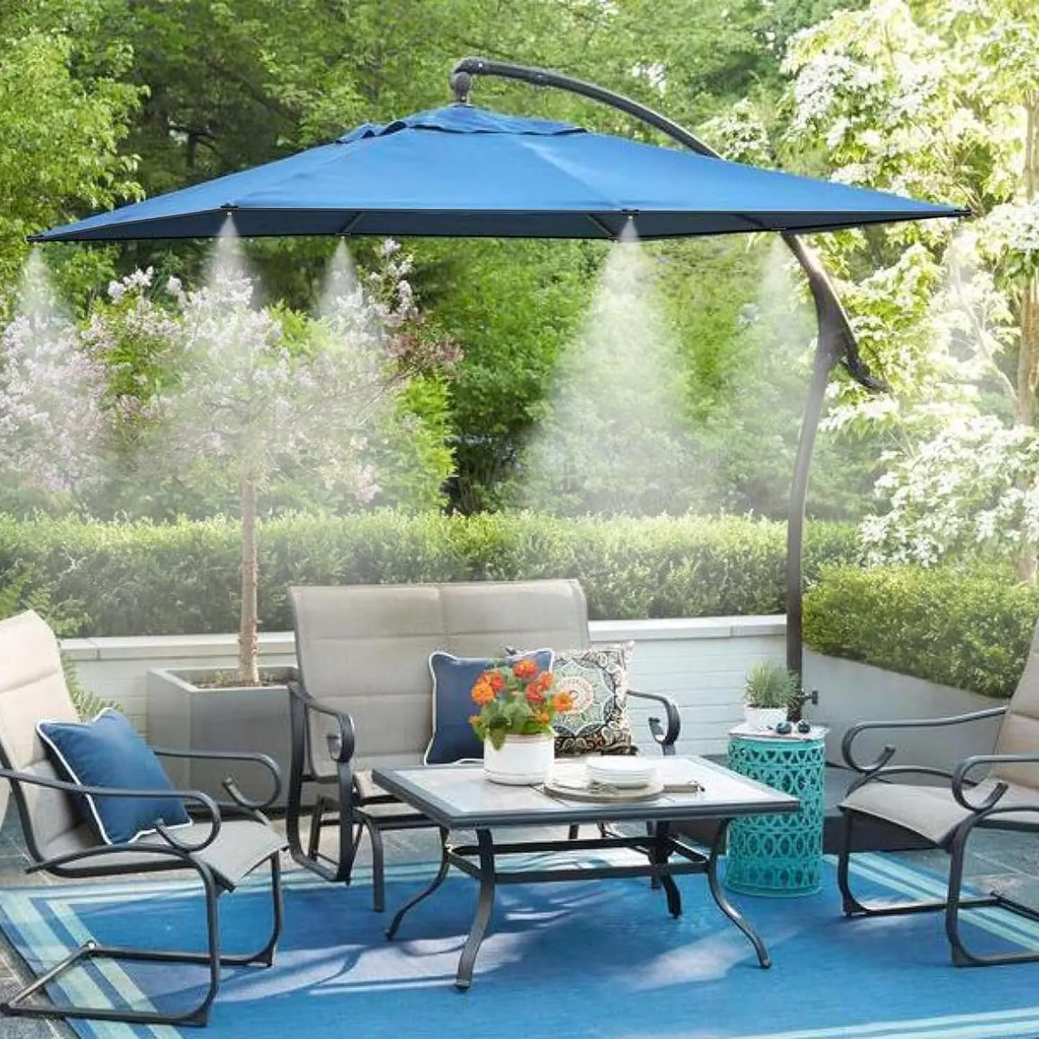 GOXAWEE Misting System, 75FT (23M) Misting Line + 28 Brass Mist Nozzles + Brass Adapter(3/4"), Misters for Outside Patio Cooling Outdoor Garden Greenhouse Trampoline for Waterpark image 7