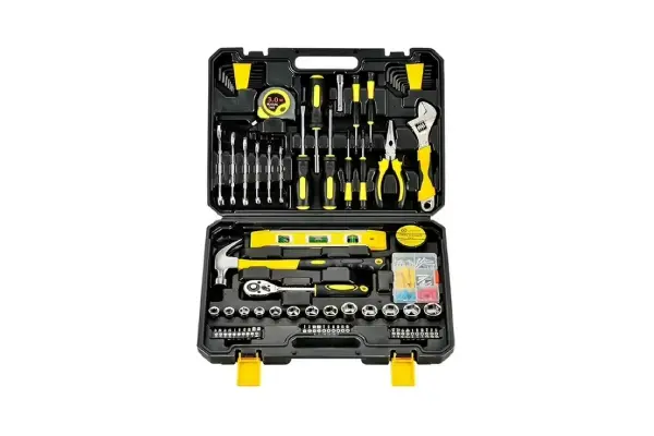 GOXAWEE 108-Piece Hand Tool Set, General Household Tool Kit with Plastic Storage Toolbox for Home Car Repair and DIY, G5239 image