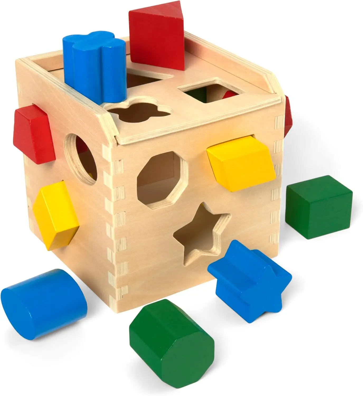 Melissa & Doug Shape Sorting Cube - Classic Wooden Toy With 12 Shapes Classic Kids Toys, Wooden Toddler Toys, Shape Sorter For Toddlers Ages 2+ image 1