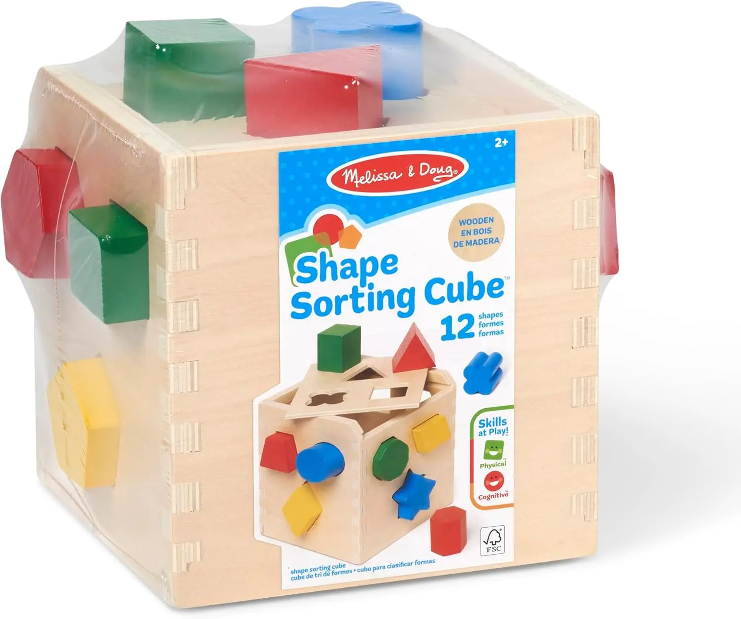 Melissa & Doug Shape Sorting Cube - Classic Wooden Toy With 12 Shapes Classic Kids Toys, Wooden Toddler Toys, Shape Sorter For Toddlers Ages 2+ image 3
