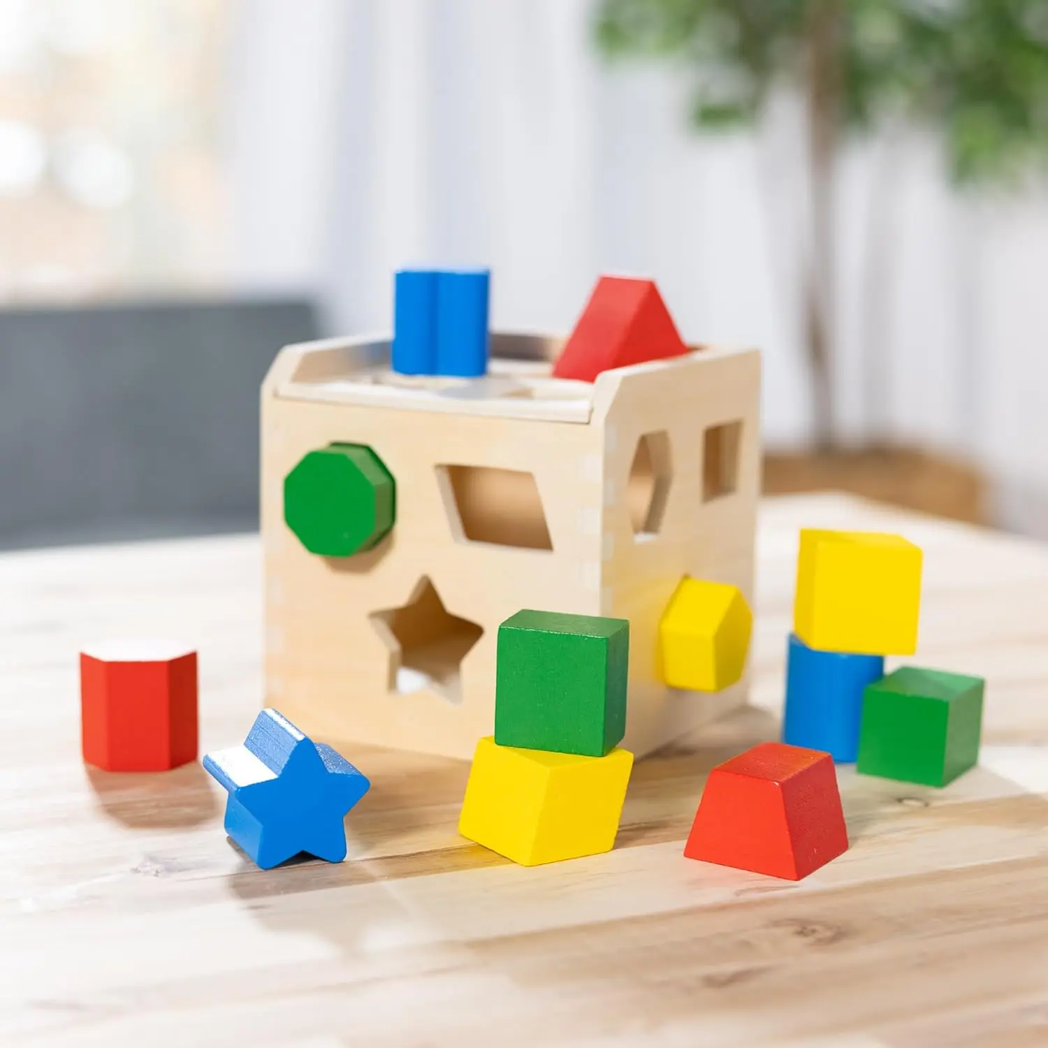 Melissa & Doug Shape Sorting Cube - Classic Wooden Toy With 12 Shapes Classic Kids Toys, Wooden Toddler Toys, Shape Sorter For Toddlers Ages 2+ image 9
