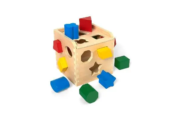 Melissa & Doug Shape Sorting Cube - Classic Wooden Toy With 12 Shapes Classic Kids Toys, Wooden Toddler Toys, Shape Sorter For Toddlers Ages 2+ image