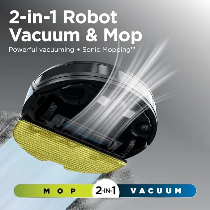 Shark Matrix Plus 2in1 Robot Vacuum & Mop with Sonic Mopping, Matrix Clean, Home Mapping, HEPA Bagless Self Empty Base, CleanEdge, for Pet Hair, WiFi, Black/Brass, AV2620WA image 2