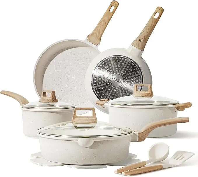CAROTE 14 Pcs Pots and Pans Set Nonstick,Cookware Set Kitchen Cooking Set with Utensil and Pan Protectors image 1