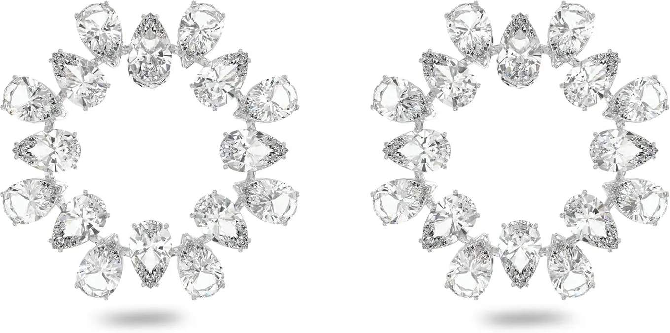 SWAROVSKI Matrix earrings, Circle, Clear, Rhodium Finish image 1