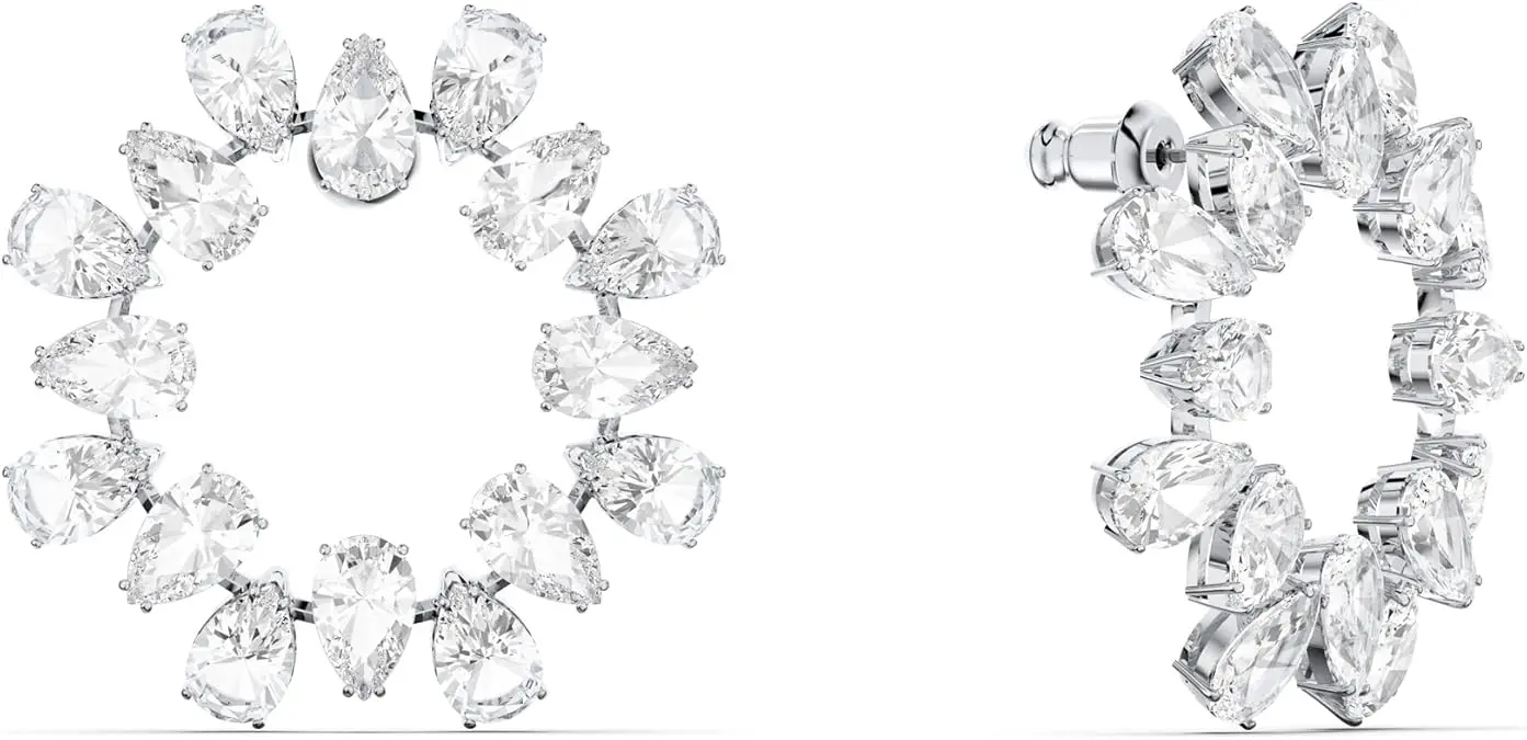 SWAROVSKI Matrix earrings, Circle, Clear, Rhodium Finish image 2
