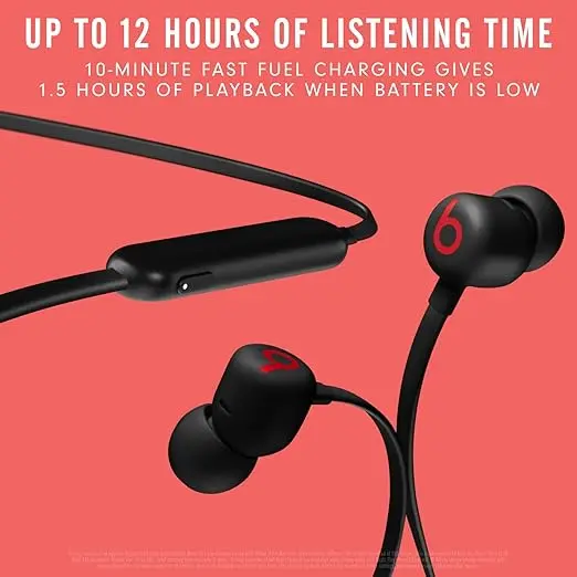 Beats Flex Wireless Earbuds - Apple W1 Headphone Chip, Magnetic Earphones, Class 1 Bluetooth, 12 Hours of Listening Time, Built-in Microphone - Black image 2